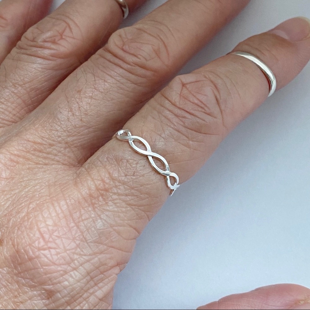 Sterling Silver One Thin Braid Ring, Silver Ring - image 6